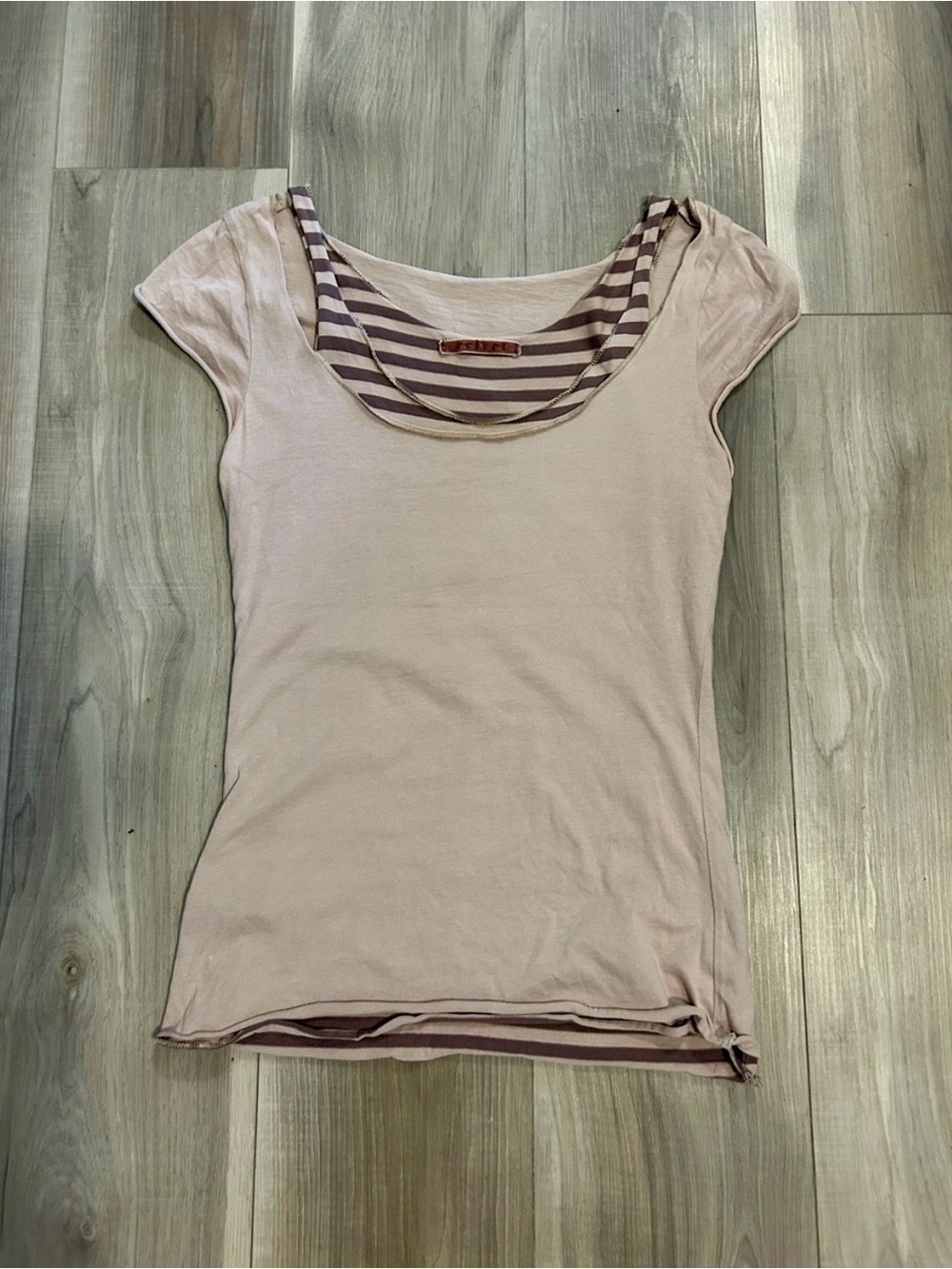 Velvet by Graham & Spencer Y2K Petite Layered Baby Tee Rosy Pink XXS/XS